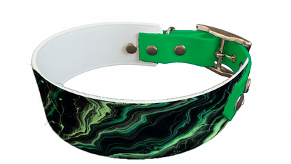 Collier bicolore large pour chien en BioThane® imprimé – Collection abstrait – 38/25 mm