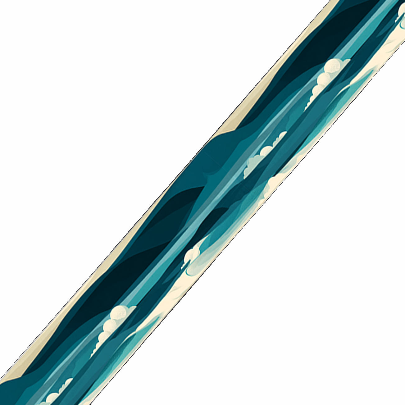 BioThane imprimé – Motif Vagues bleu canard & écume