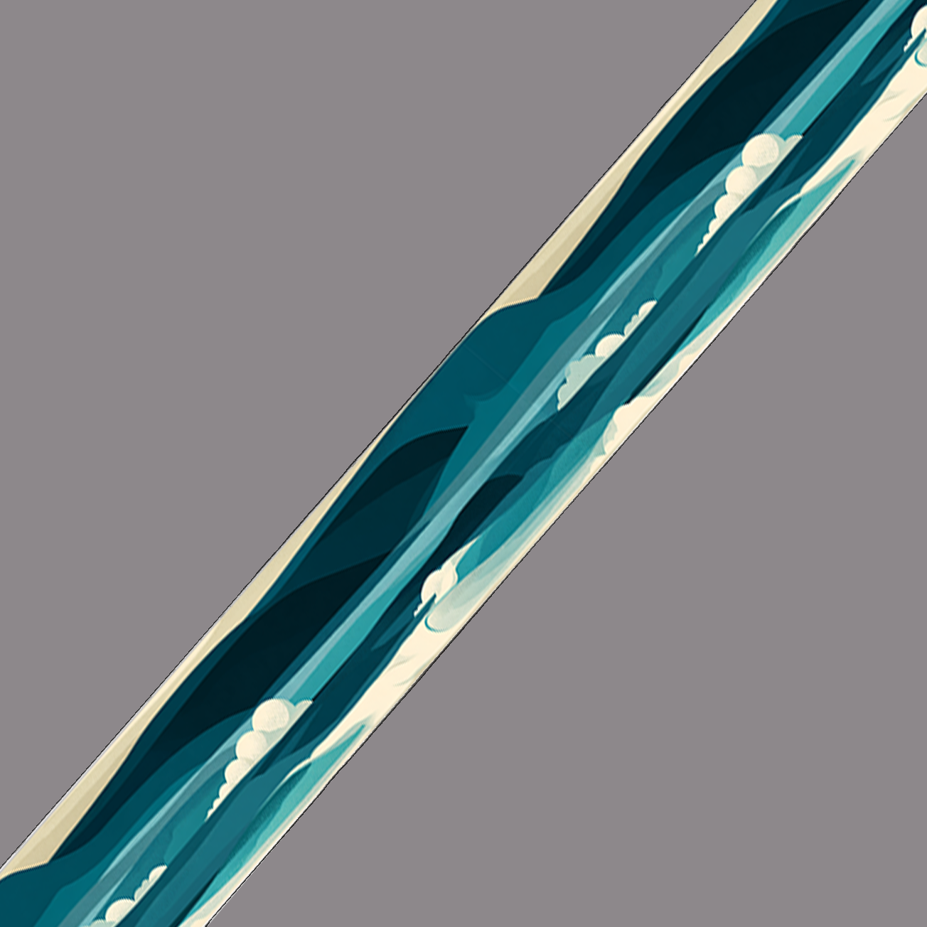 BioThane imprimé – Motif Vagues bleu canard & écume