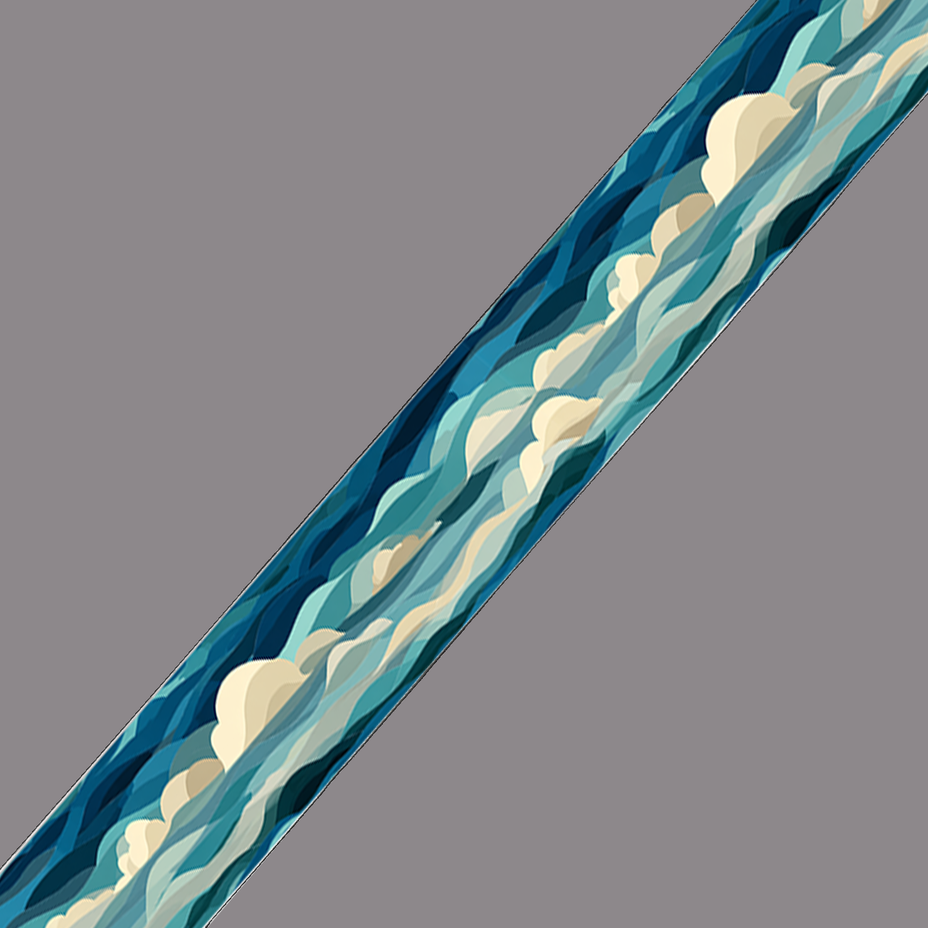 BioThane imprimé – Motif Vagues bleues & écume