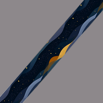 BioThane imprimé – Nuit étoilée bleu profond & reflets dorés