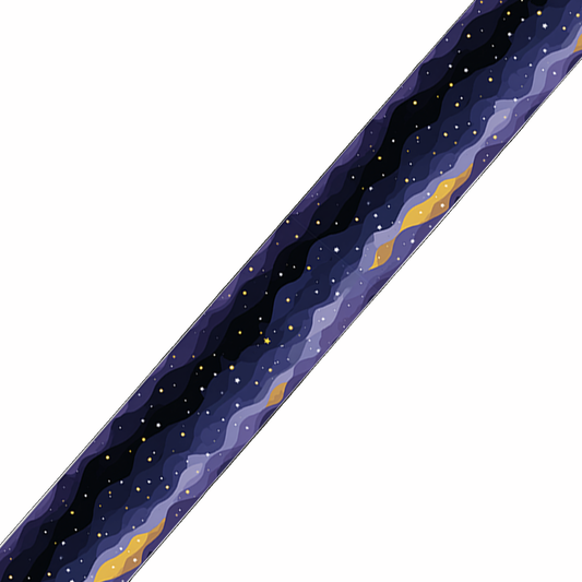 BioThane imprimé – Nuit étoilée violette & filons dorés