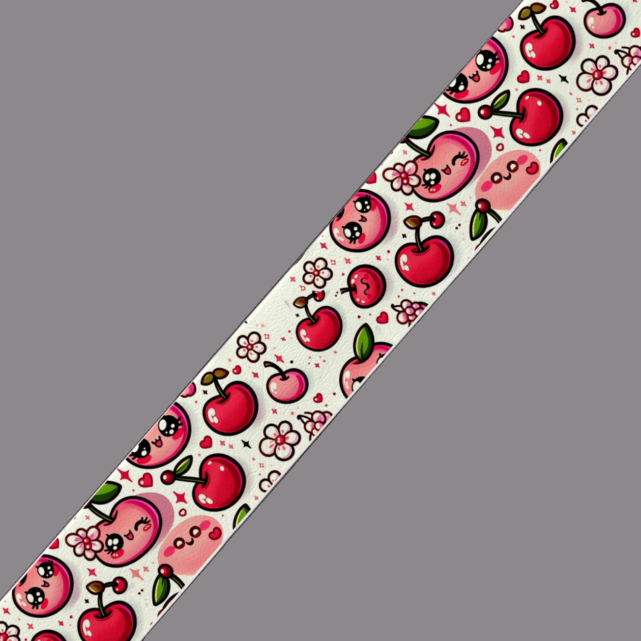 Sangle BioThane® Gourmande – Motif Cerises Kawaii