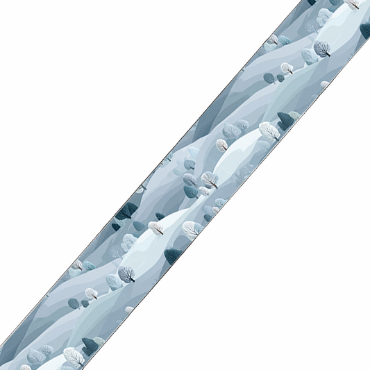 BioThane imprimé – Brume hivernale & feuillages bleus