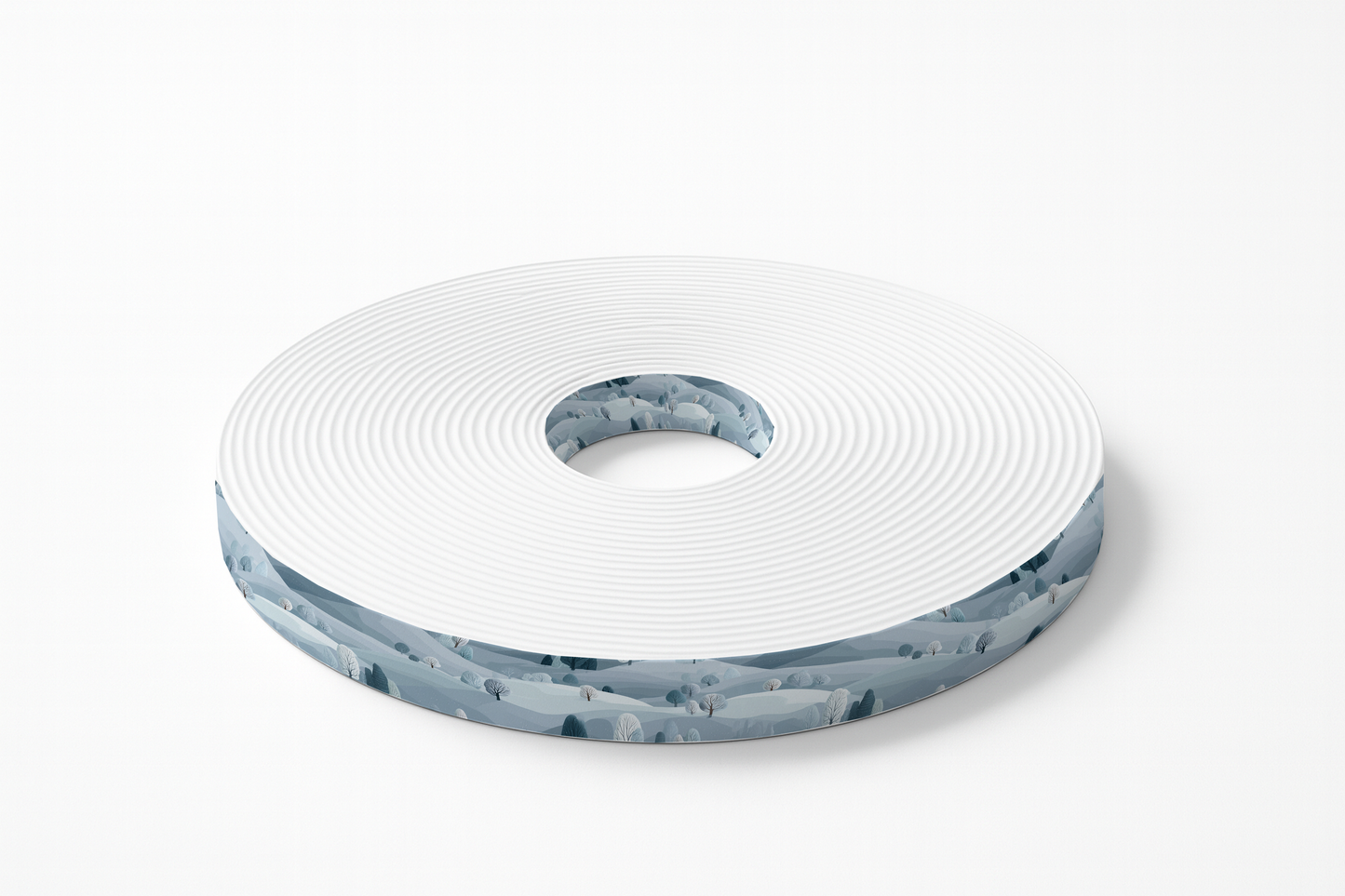 BioThane imprimé – Brume hivernale & feuillages bleus