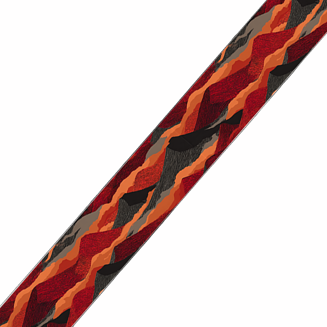 BioThane imprimé – Strates “Lave & Roches” (Rouge / Orange / Charbon)