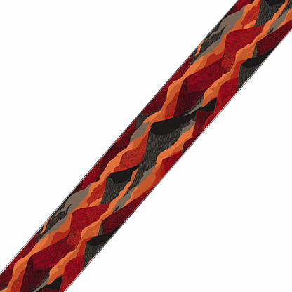 BioThane imprimé – Strates “Lave & Roches” (Rouge / Orange / Charbon)