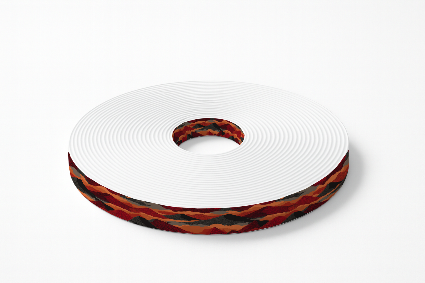 BioThane imprimé – Strates “Lave & Roches” (Rouge / Orange / Charbon)