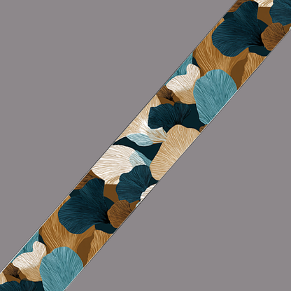 BioThane imprimé – “Floral Éclat Pétrole & Or”