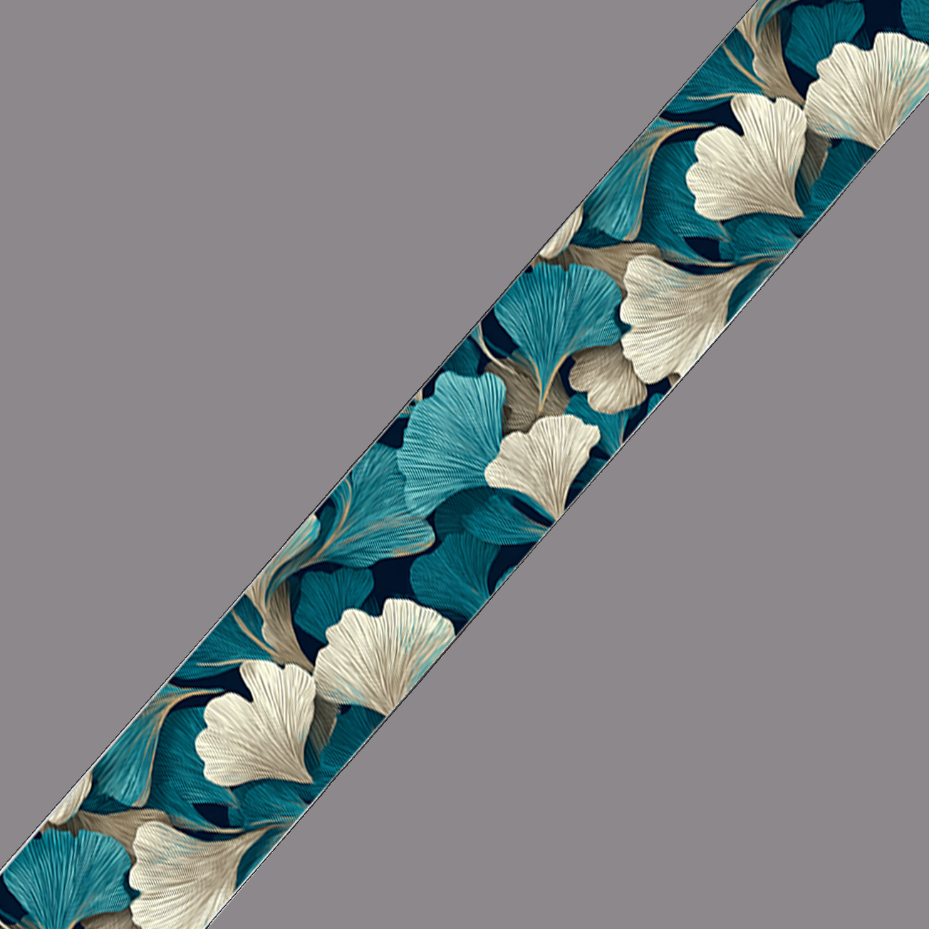 BioThane imprimé – “Ginkgo Bleu Canard & Ivoire”