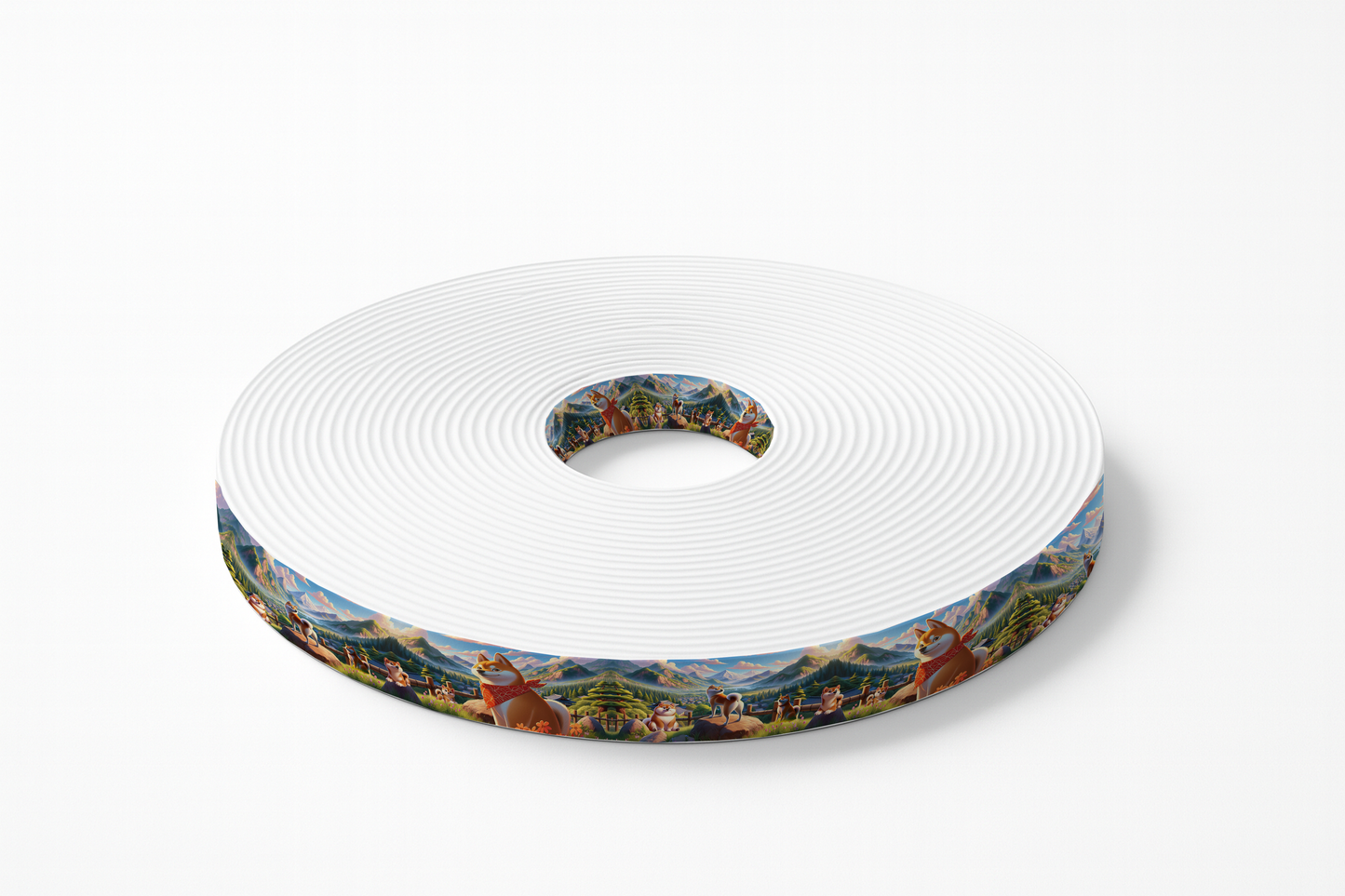 BioThane imprimé – Shiba Inu en Montagne