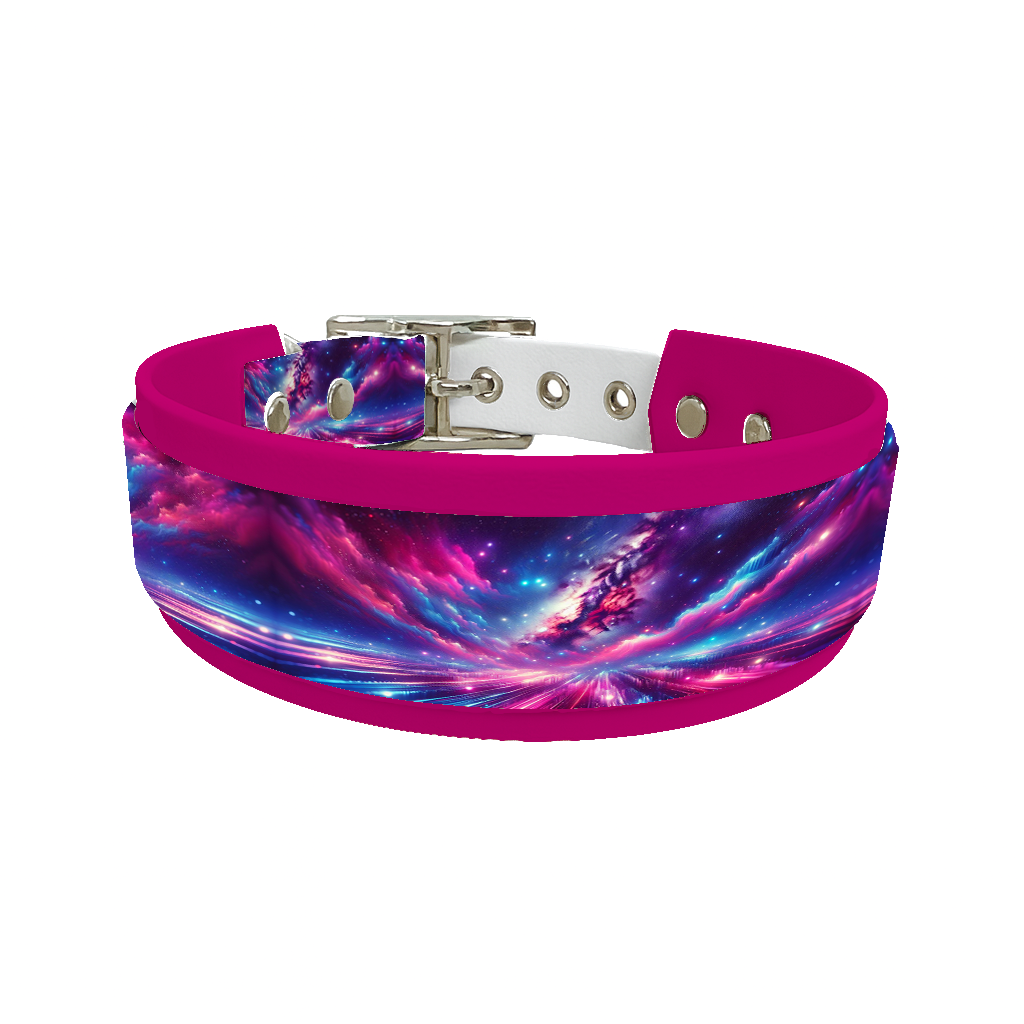 Collier double large pour chien en BioThane® imprimé – Collection galaxie – 38/25 mm