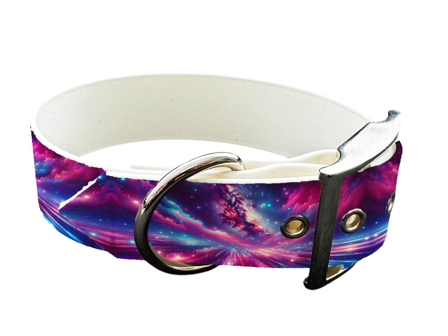 Collier large pour chien en BioThane® imprimé – Collection galaxie – 25mm
