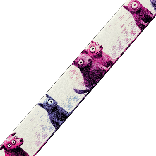 BioThane imprimé – Chiens Crayonnés Fous Rose & Violet