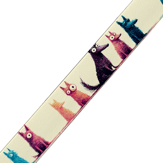 BioThane imprimé – Chiens stylisés multicolores façon esquisse
