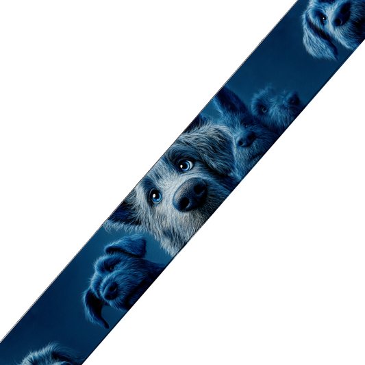 BioThane® imprimé - Motif “Chiens bleus rêveurs”