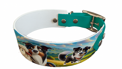 Collier bicolore large pour chien en BioThane® imprimé – Collection chiens– 38/25 mm