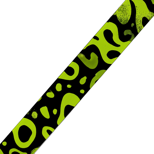 BioThane® imprimé – Taches abstraites vert fluo sur noir