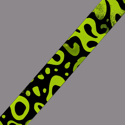 BioThane® imprimé – Taches abstraites vert fluo sur noir