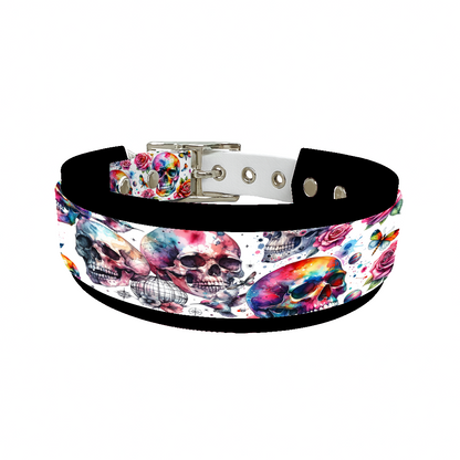 Collier double large pour chien en BioThane® imprimé – Collection tête de mort– 25/19 mm