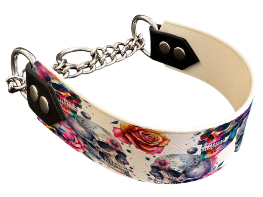 Martingale pour chien en BioThane® imprimé – Collection tête de mort– 38mm