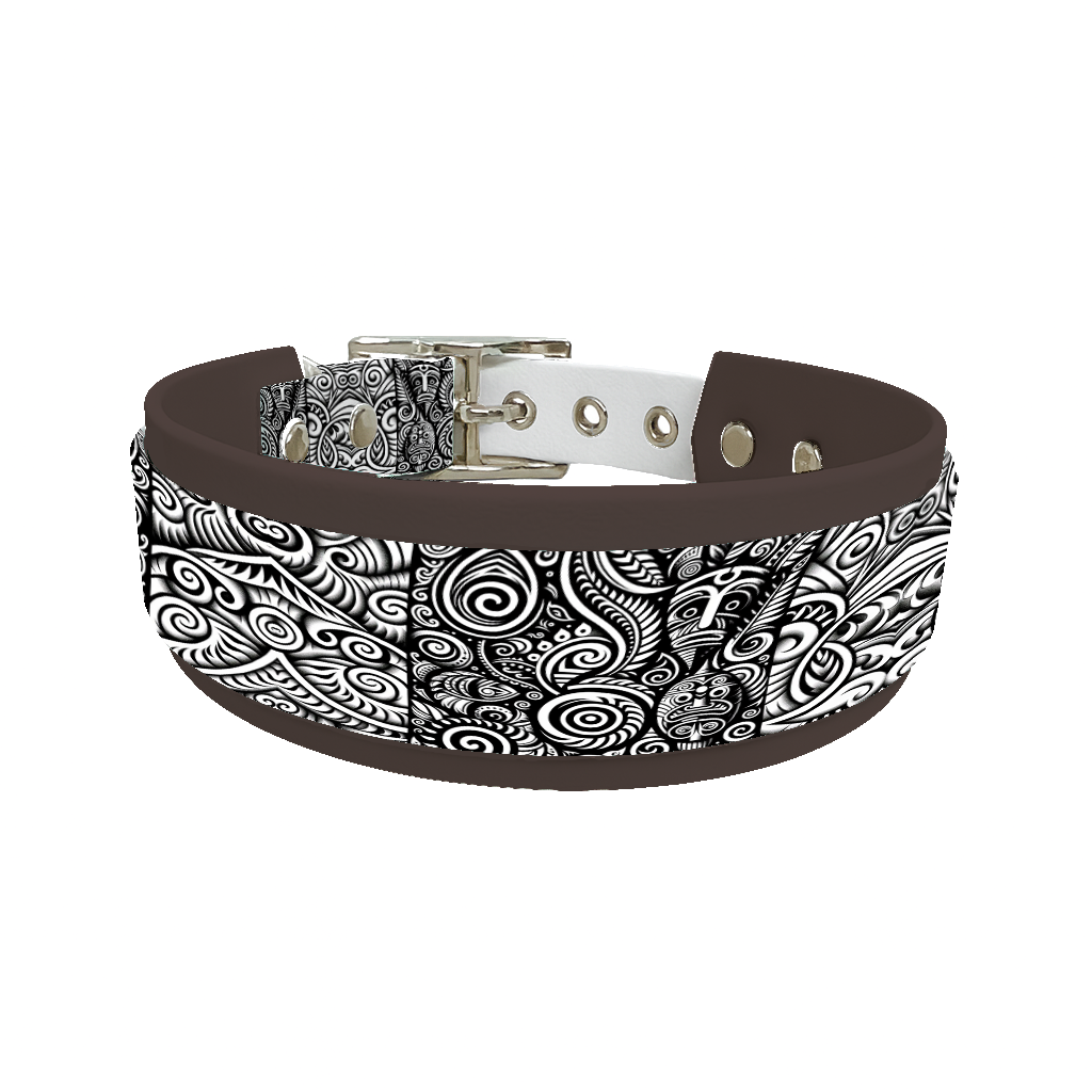 Collier double large pour chien en BioThane® imprimé – Collection Tribal – 25/19 mm