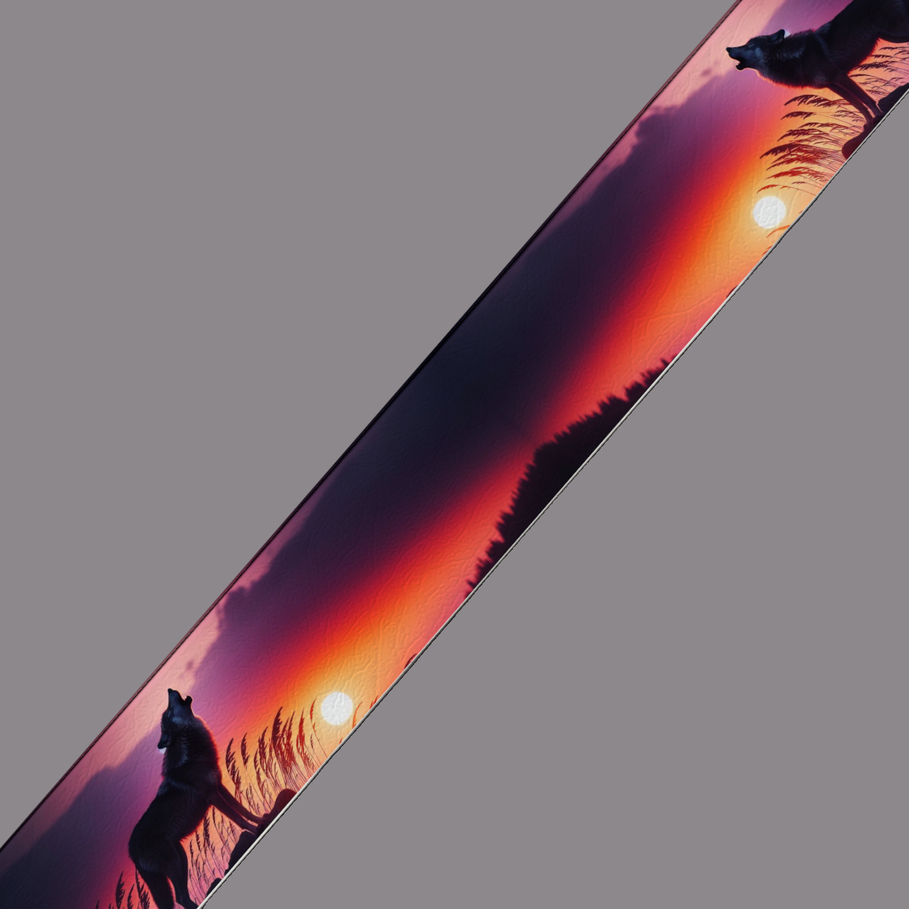 Sangle BioThane® imprimée - Loup au crépuscule