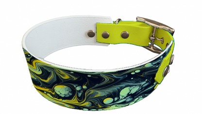 Collier bicolore large pour chien en BioThane® imprimé – Collection abstrait – 38/25 mm