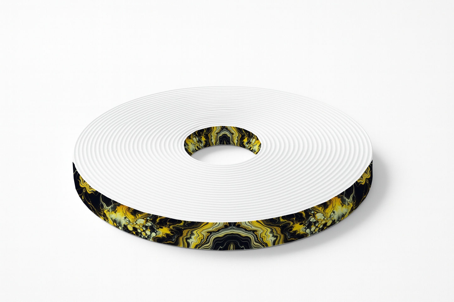 Sangle BioThane Marbrée Noir & Jaune – Impression UV