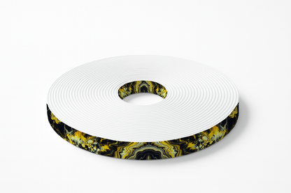 Sangle BioThane Marbrée Noir & Jaune – Impression UV