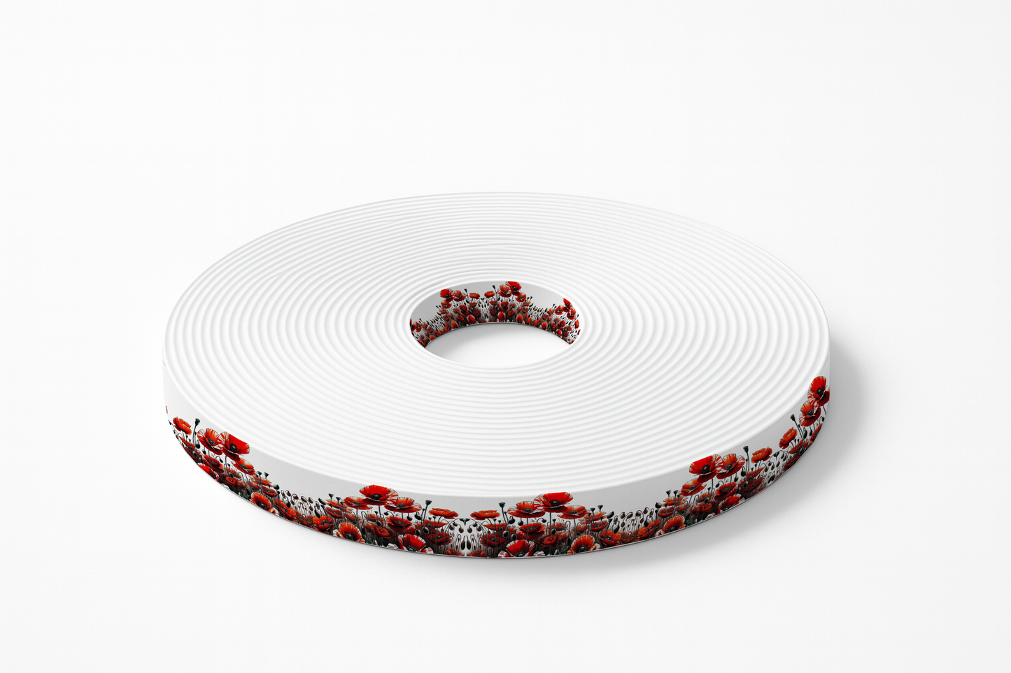 BioThane® imprimé - Coquelicots rouges sur fond clair