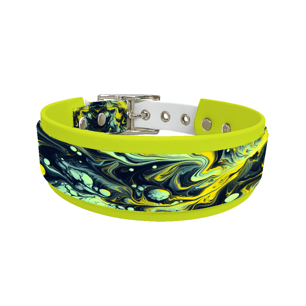 Collier double large pour chien en BioThane® imprimé – Collection abstrait – 38/25 mm