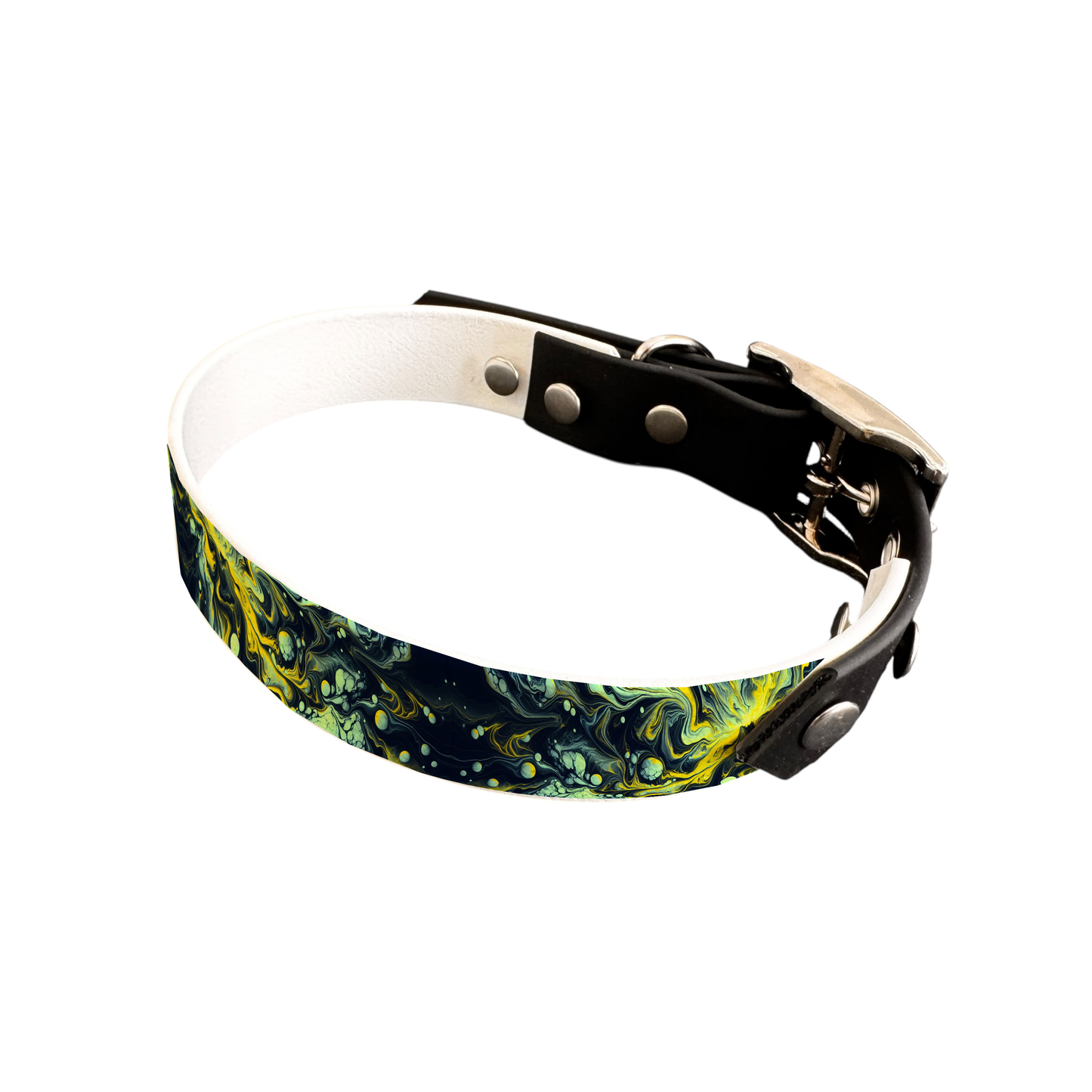 Collier bicolore large pour chien en BioThane® imprimé – Collection abstrait – 19 mm