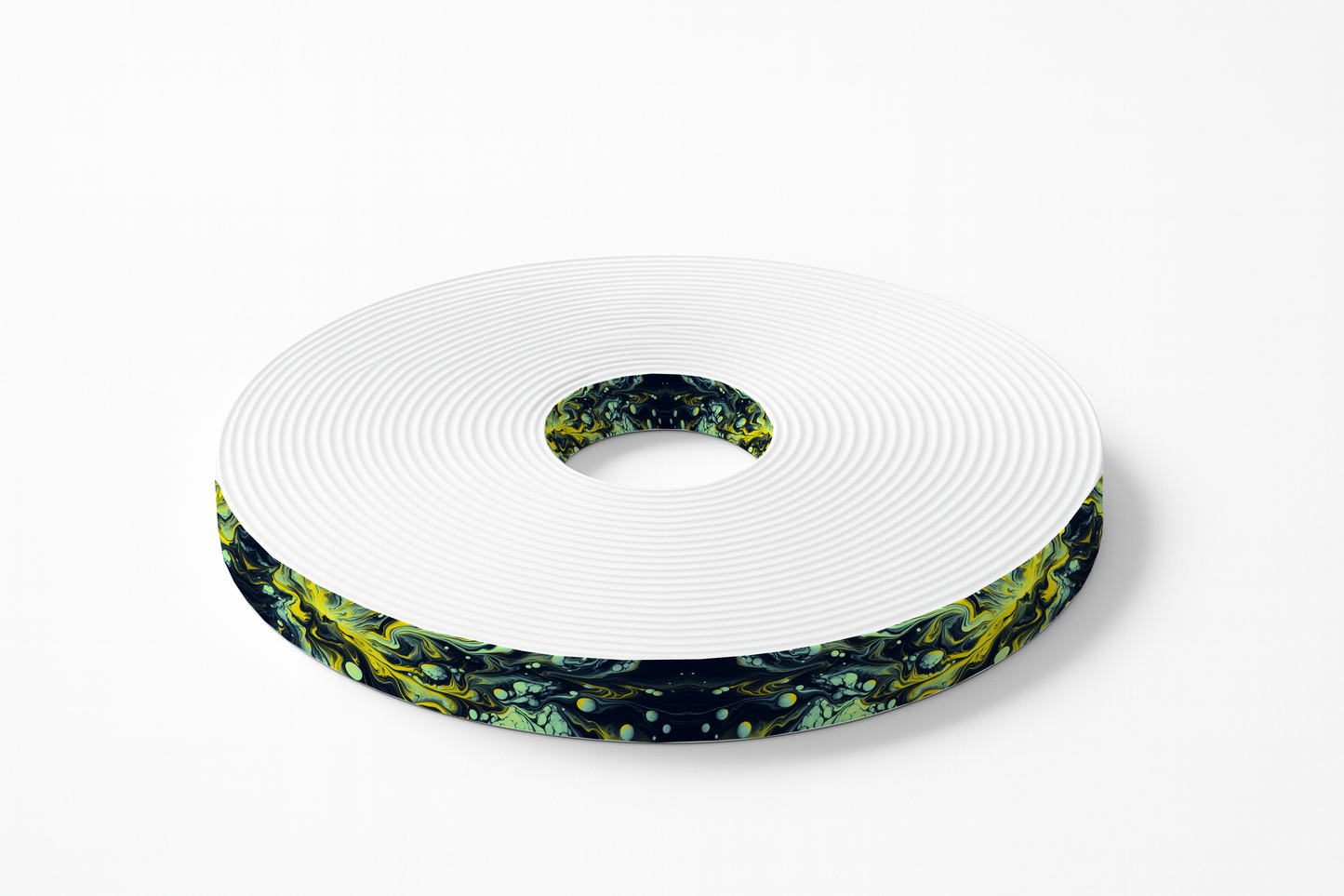 Sangle BioThane® imprimée – Marbrure Vert,Jaune & Noire