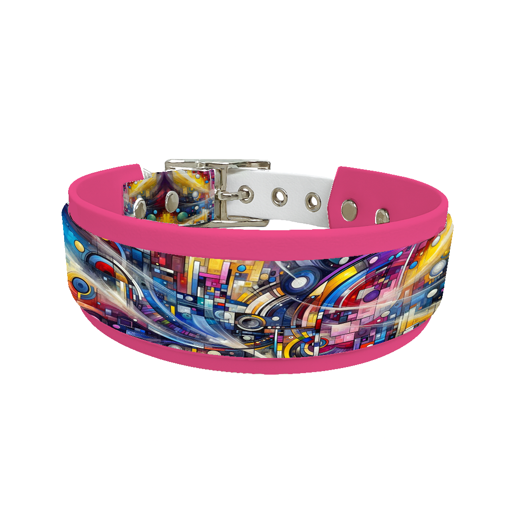 Collier double large pour chien en BioThane® imprimé – Collection abstrait – 38/25 mm