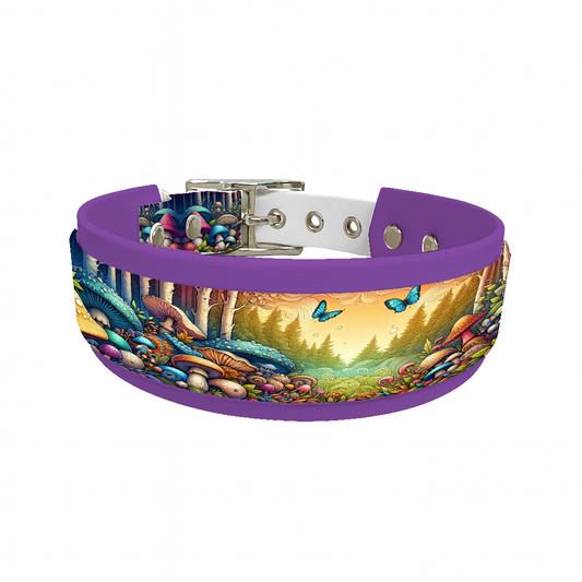 Collier double large pour chien en BioThane® imprimé – Collection forêt enchantée – 38/25 mm