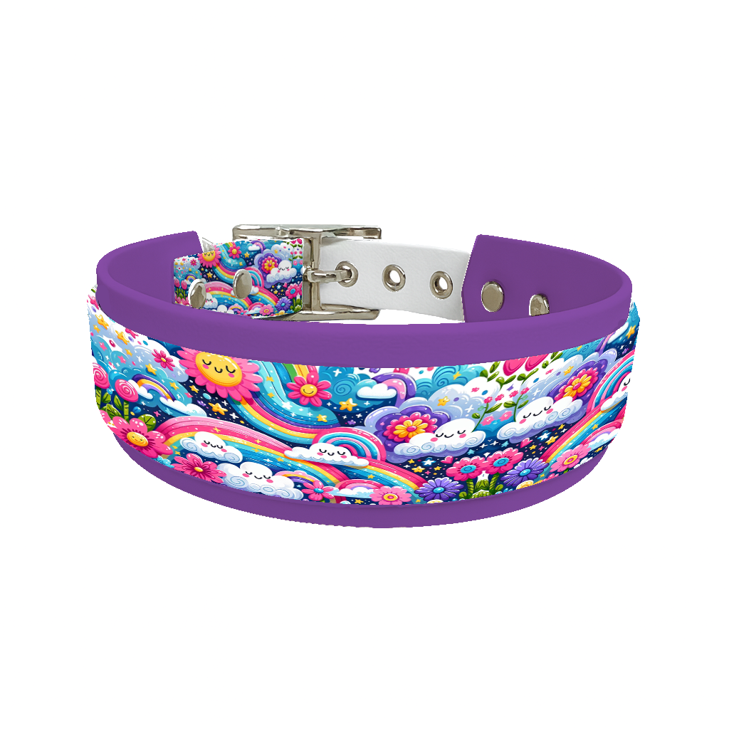 Collier double large pour chien en BioThane® imprimé – Collection nuages– 25/19 mm
