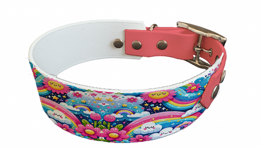 Collier bicolore large pour chien en BioThane® imprimé – Collection nuages– 38/25 mm