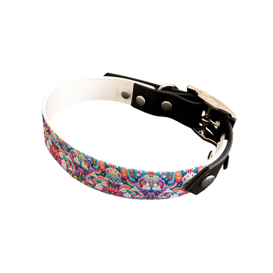 Collier bicolore large pour chien en BioThane® imprimé – Collection nuages– 19 mm