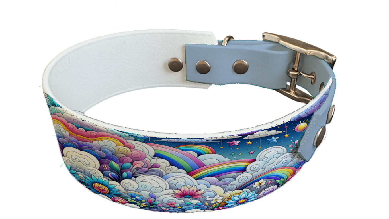 Collier bicolore large pour chien en BioThane® imprimé – Collection nuages– 38/25 mm
