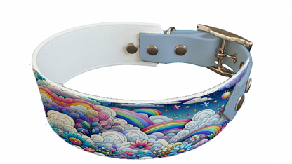 Collier bicolore large pour chien en BioThane® imprimé – Collection nuages– 38/25 mm