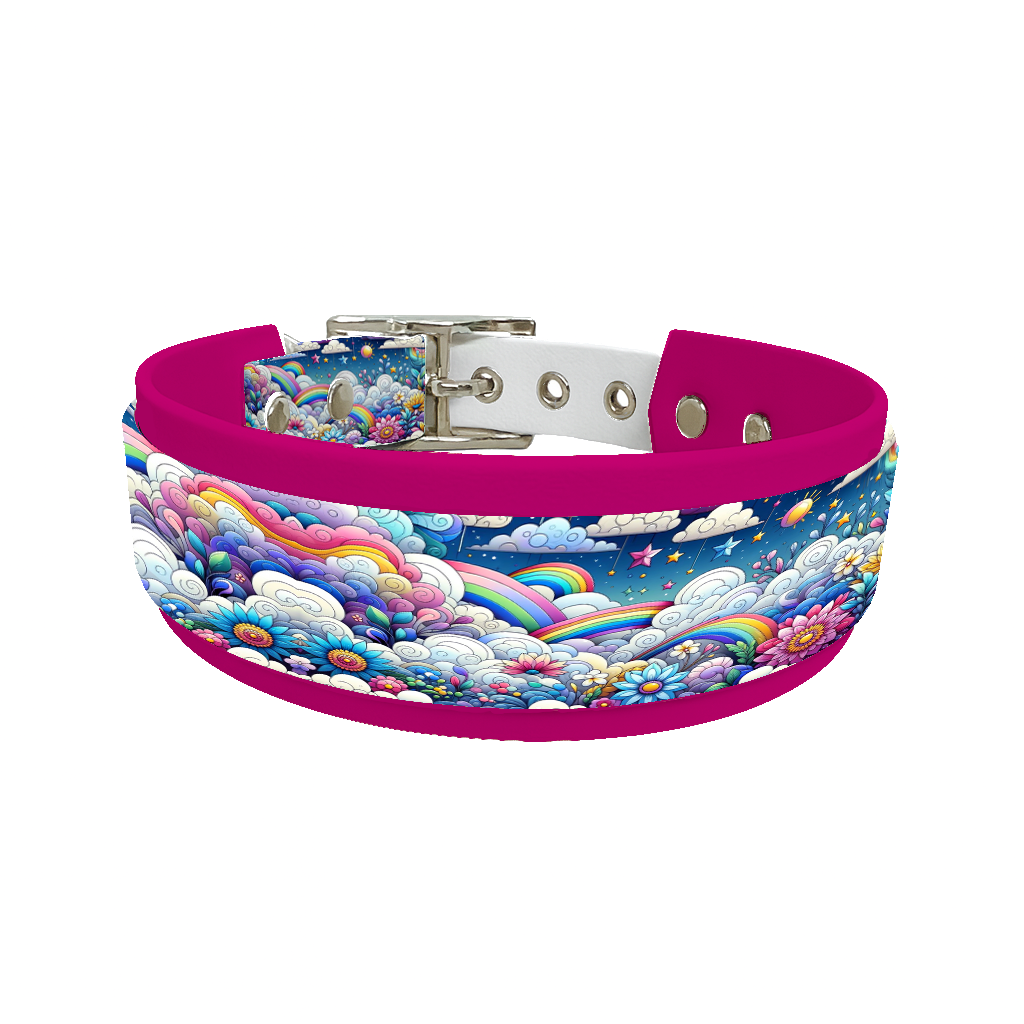 Collier double large pour chien en BioThane® imprimé – Collection nuages– 25/19 mm