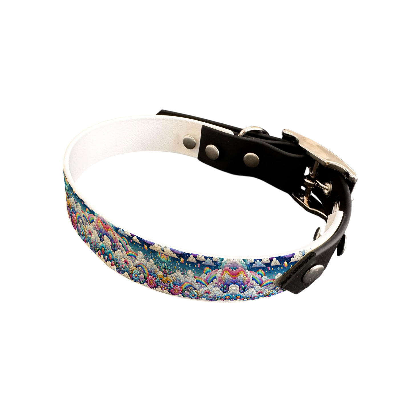 Collier bicolore large pour chien en BioThane® imprimé – Collection nuages– 19 mm