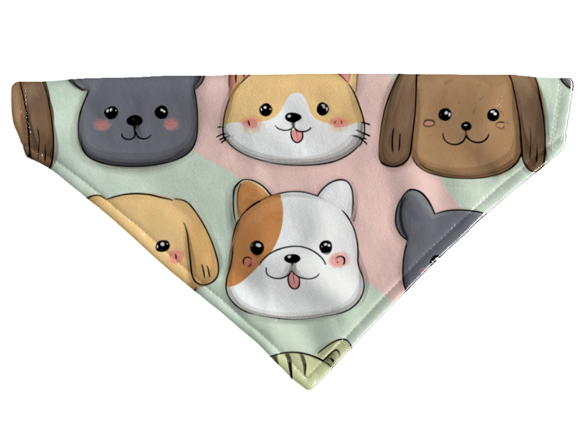 Bandana pour chien kawaii – 4 tailles (S, M, L, XL) – Collier inclus et compatible BioThane