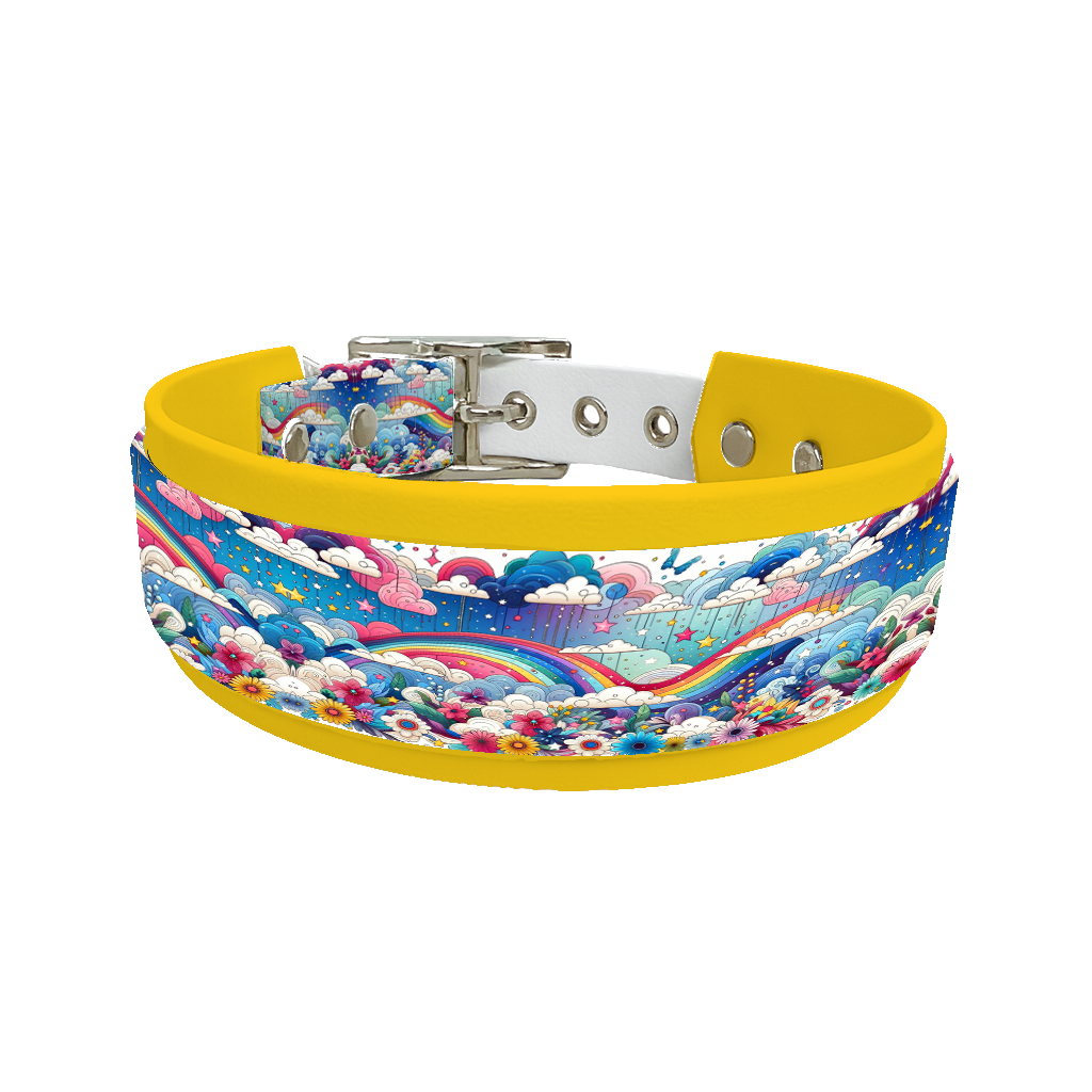 Collier double large pour chien en BioThane® imprimé – Collection nuages– 25/19 mm