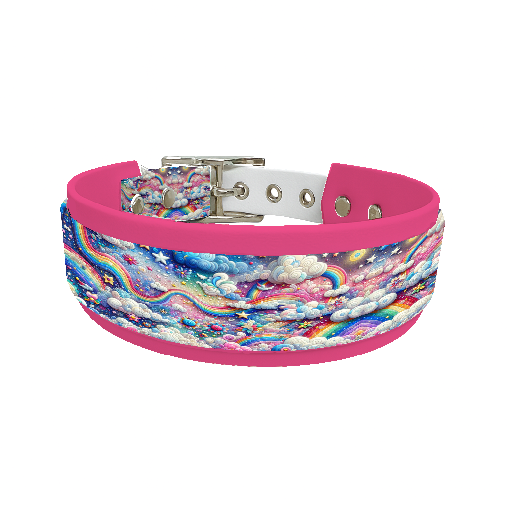 Collier double large pour chien en BioThane® imprimé – Collection nuages– 25/19 mm