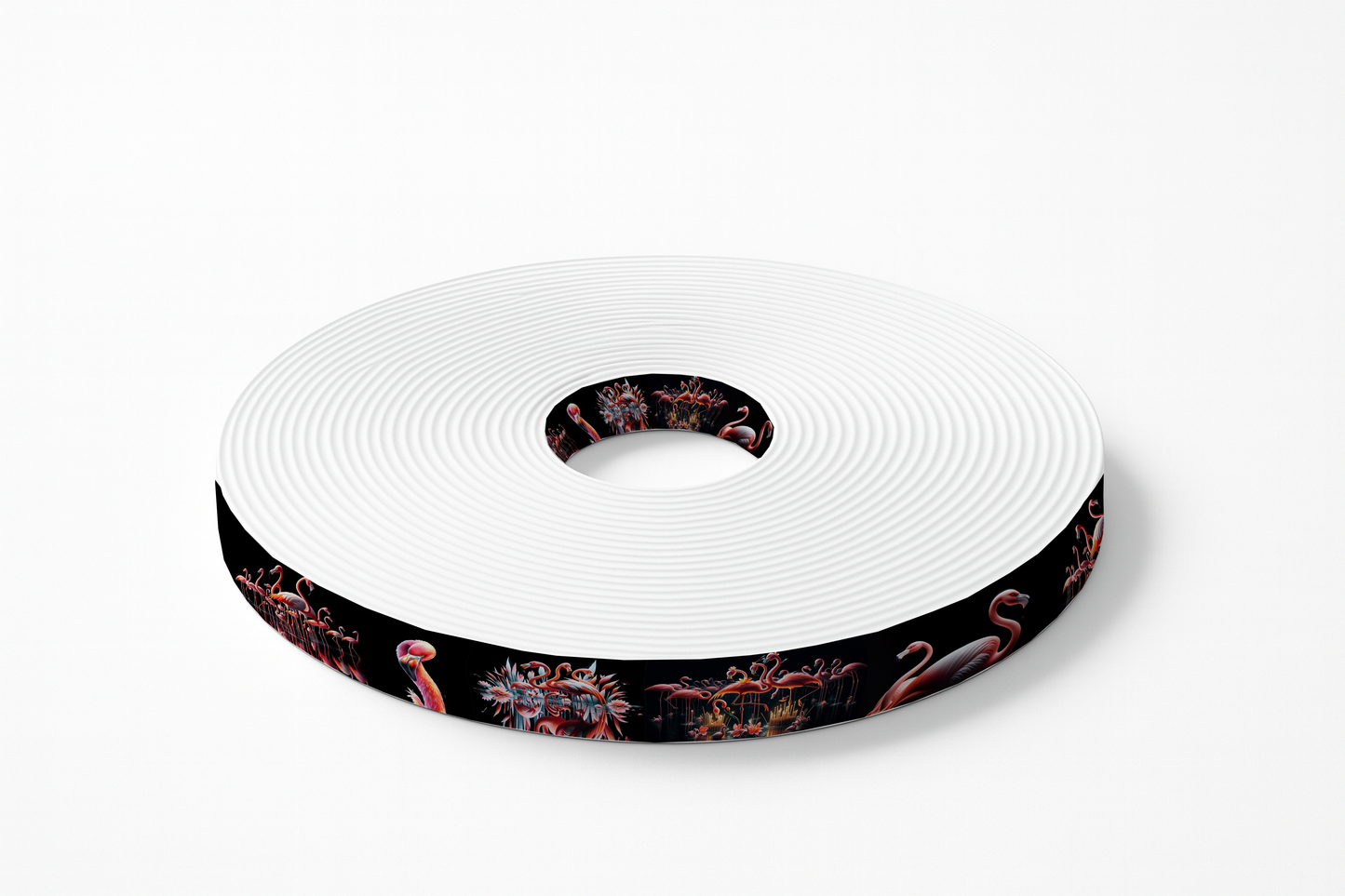 BioThane imprimé - Flamants roses élégants sur fond noir