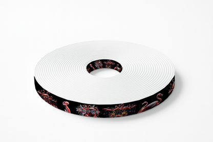 BioThane imprimé - Flamants roses élégants sur fond noir