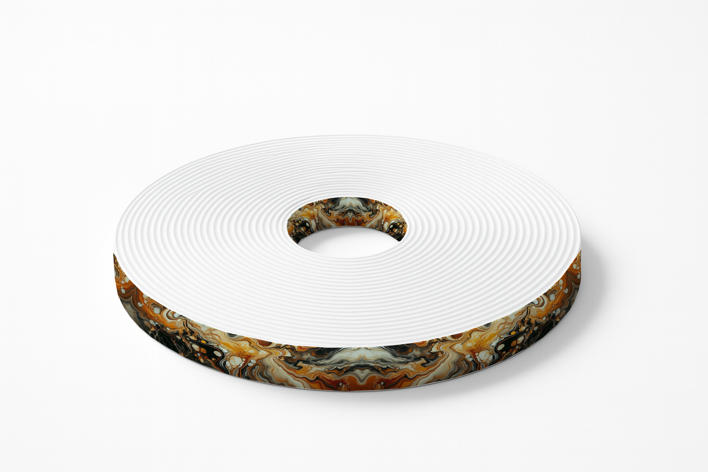 Sangle en BioThane® imprimée – Motif Marbré Orange & Noir