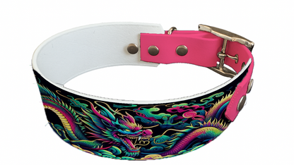 Collier bicolore large pour chien en BioThane® imprimé – Collection Tribal – 38/25 mm